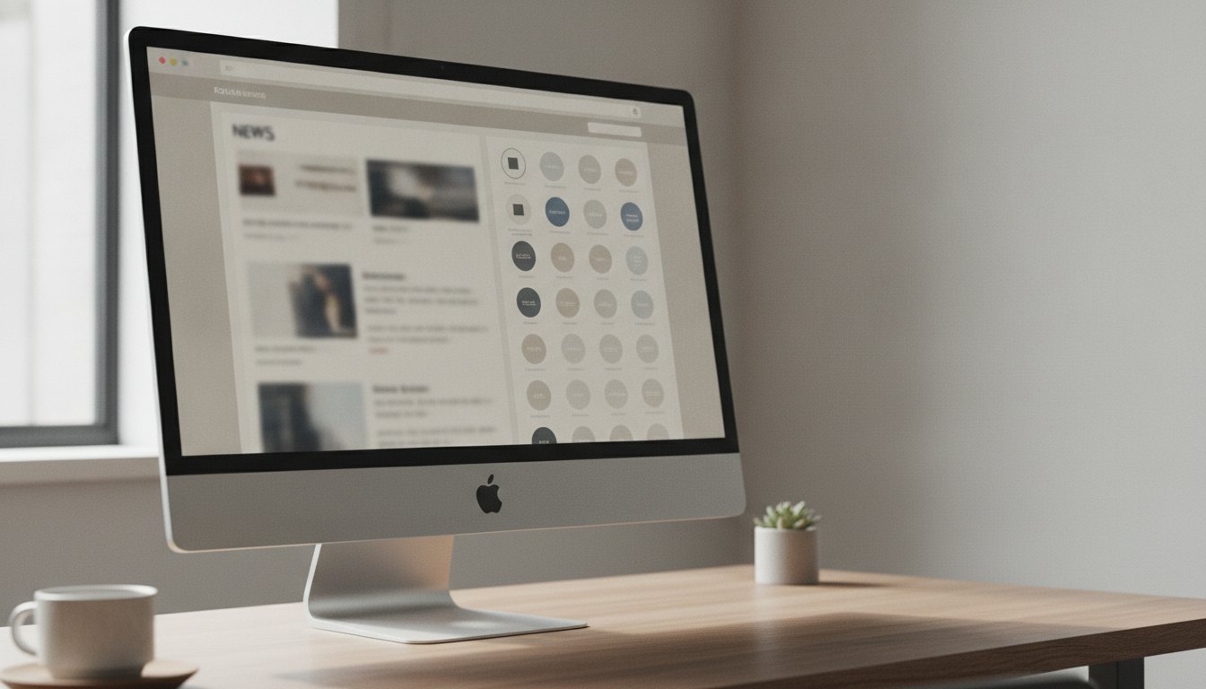 Tela de computador exibindo painel de comunicação com feed de notícias e diretório de contatos.